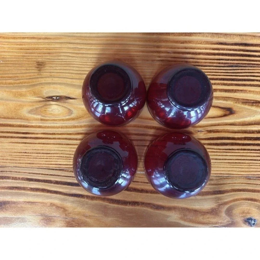 4-PC Vintage Royal Ruby‎ Red Bowls Romantic Love Dining